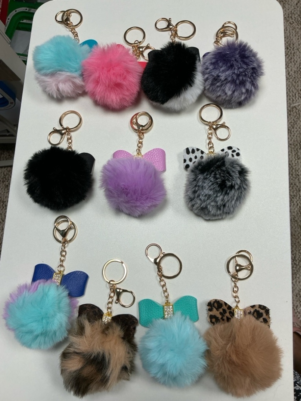 Plush Pom-Pom Keychain Bag Charm - Women’s Accessories (Multiple Colors)